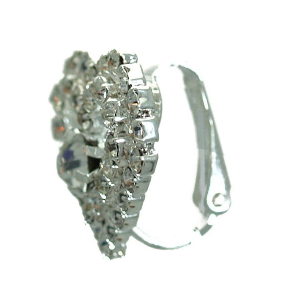 Ranae Silver tone Crystal Heart Clip On Earrings