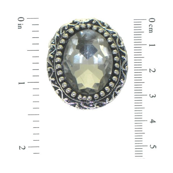 RANUNCULUS Silver tone Crystal Scarf Ring