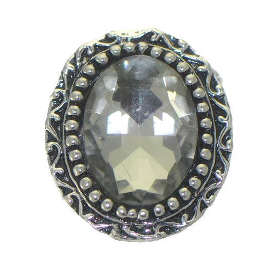 RANUNCULUS Silver tone Crystal Scarf Ring