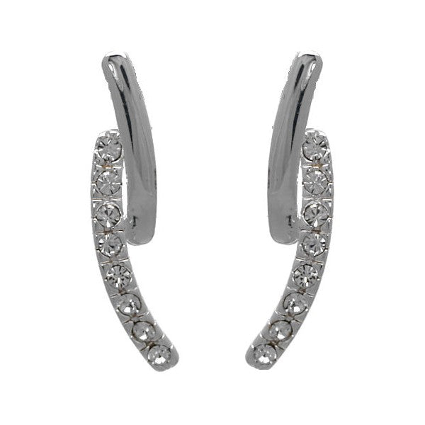 Ravishing Silver tone Crystal Post Earrings