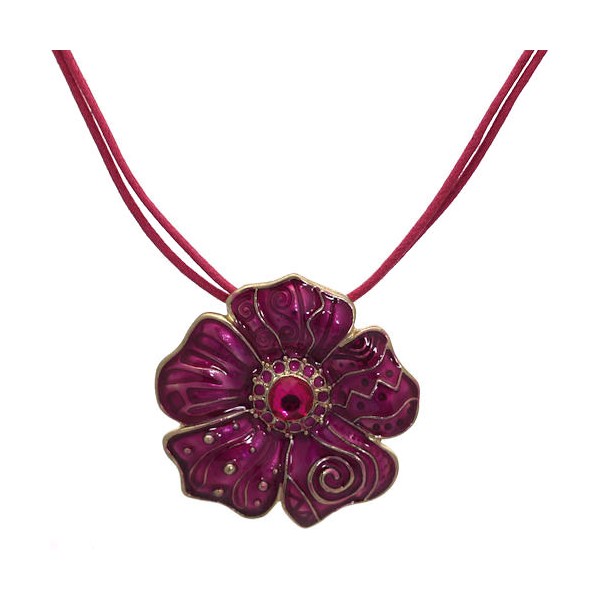 Reverie Gold tone Pink Flower Necklace