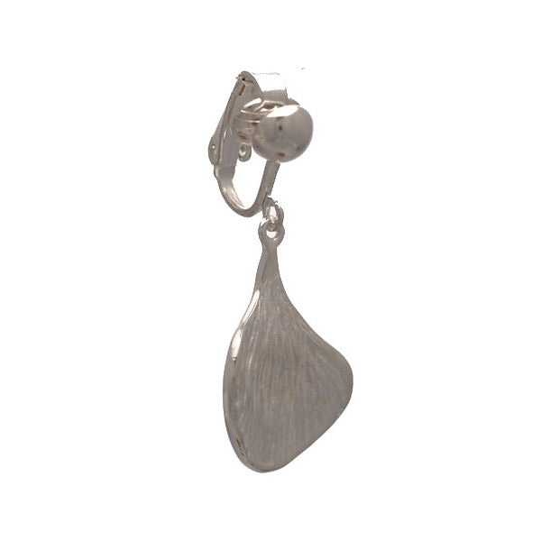 RICARDA Silver Plated Striated Petal Clip On Earrings by VIZ