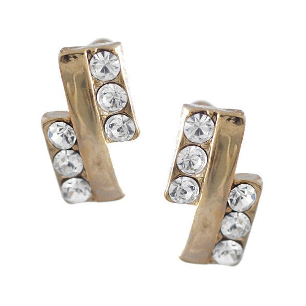 Richendra Gold Plated Crystal Post Earrings