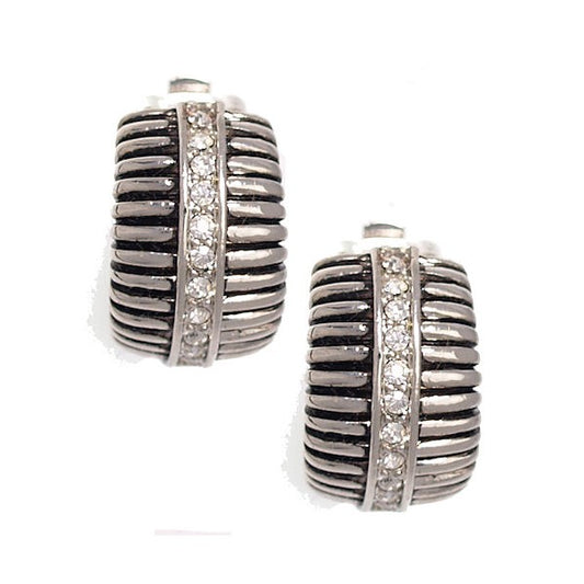 Rivka Silver tone Crystal Clip On Earrings