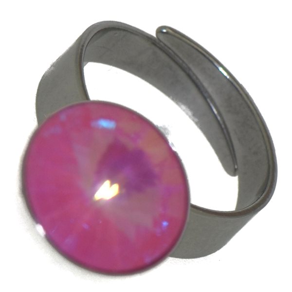 RIVOLI 12mm Stainless Steel Ultra Pink Adjustable Ring