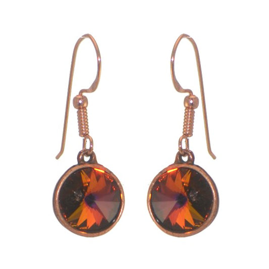 RIVOLI Antique Copper Volcano Crystal Hook Earrings