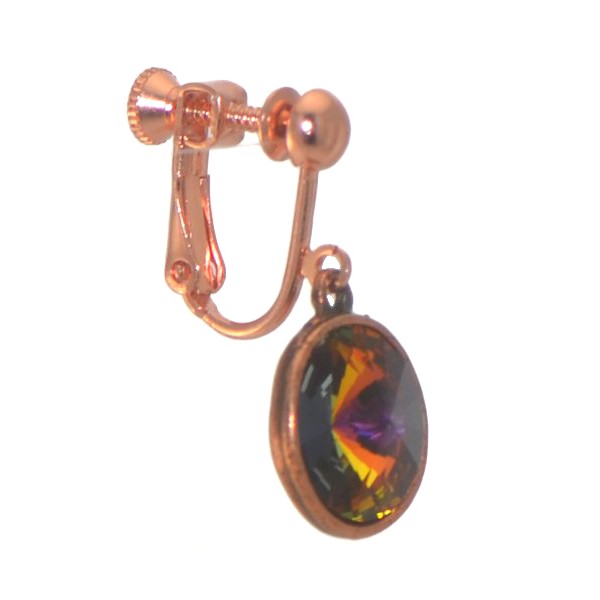 RIVOLI Antiqued Copper Volcano Crystal Clip On Earrings