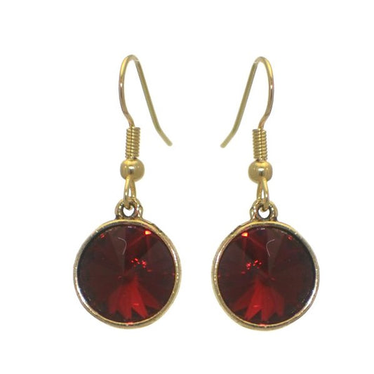 RIVOLI Antiqued Gold plated Siam Crystal Hook Earrings