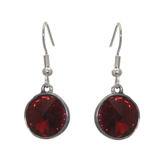 RIVOLI Antiqued Silver Siam Crystal plated Hook Earrings