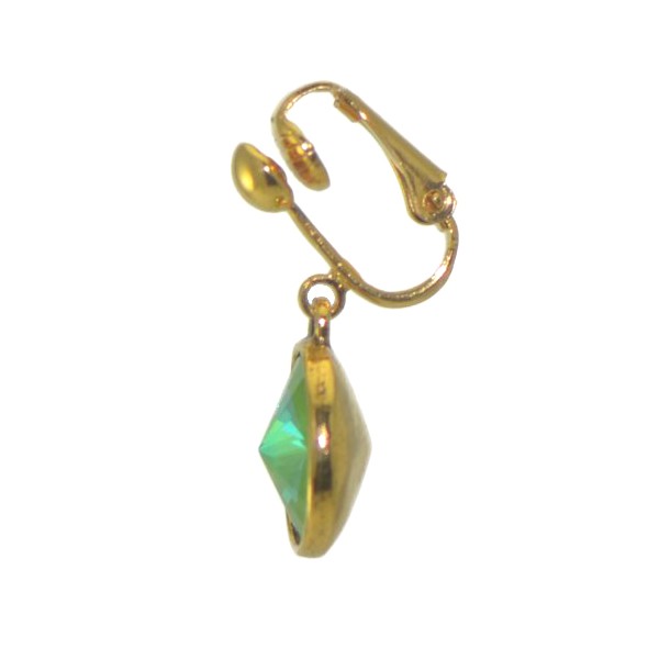 RIVOLI Gold plated Ultra Green Crystal Clip On Earrings