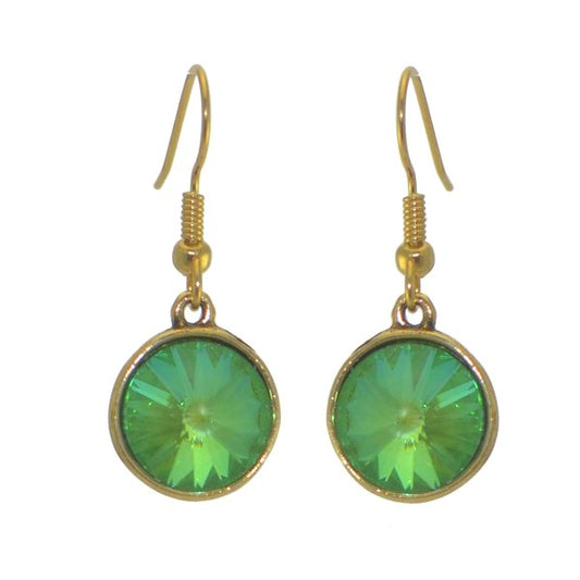 RIVOLI Gold plated Ultra Green Crystal Hook Earrings