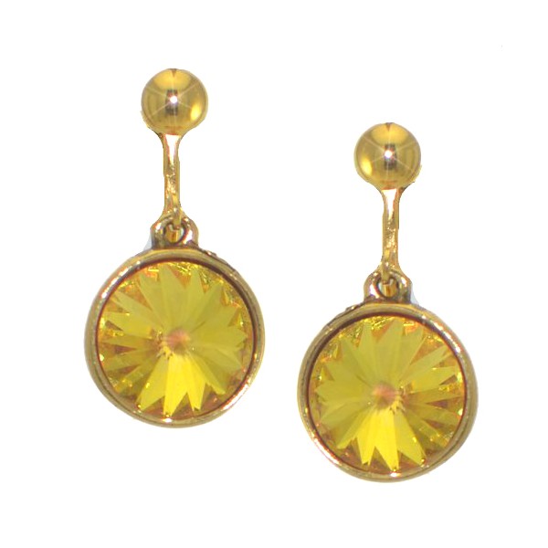 RIVOLI Gold plated Ultra Orange Crystal Clip On Earrings