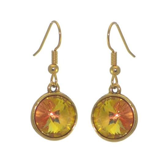 RIVOLI Gold plated Ultra Orange Crystal Hook Earrings