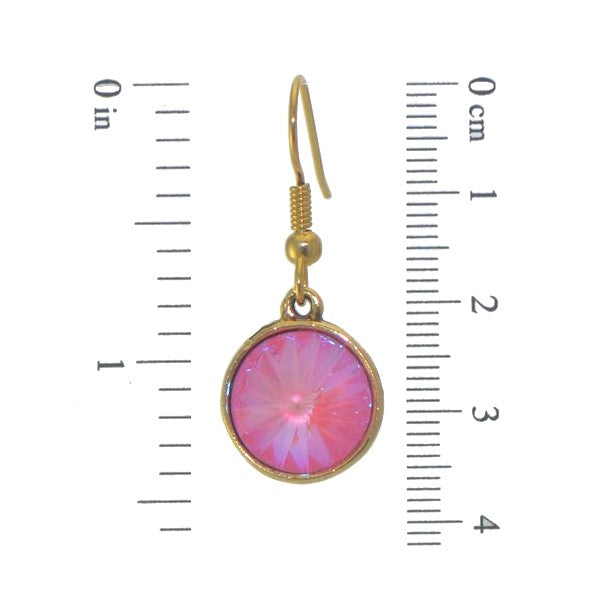 RIVOLI Gold plated Ultra Pink Crystal Hook Earrings