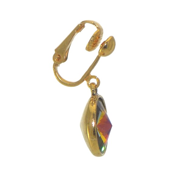 RIVOLI Gold plated Volcano Crystal Clip On Earrings