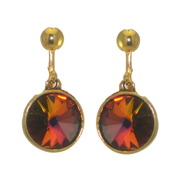 RIVOLI Gold plated Volcano Crystal Clip On Earrings