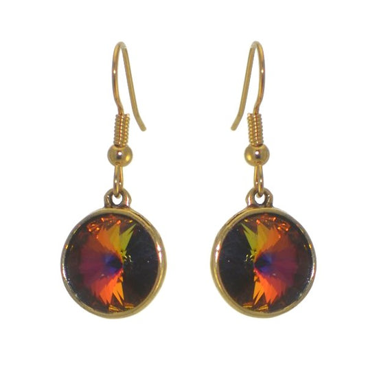 RIVOLI Gold plated Volcano Crystal Hook Earrings