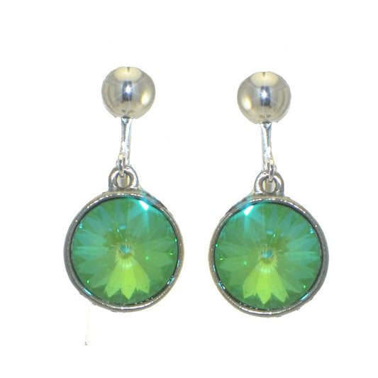 RIVOLI Silver plated Ultra Green Crystal Clip On Earrings