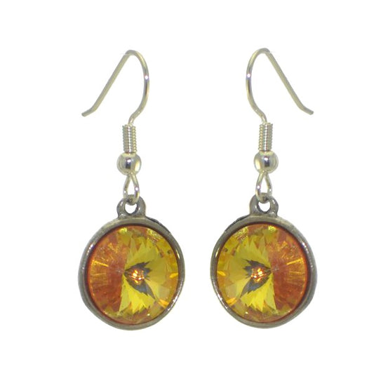 RIVOLI Silver plated Ultra Orange Crystal Hook Earrings