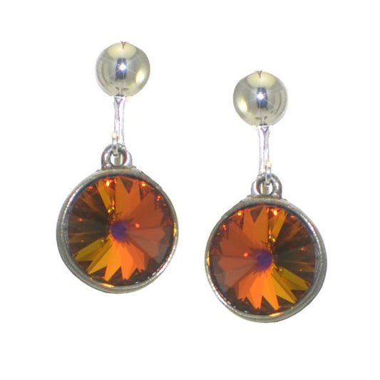 RIVOLI Silver plated Volcano Crystal Clip On Earrings