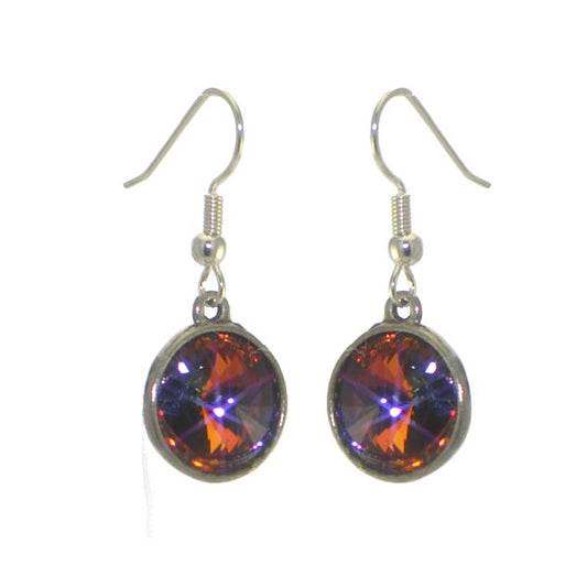 RIVOLI Silver plated Volcano Crystal Hook Earrings