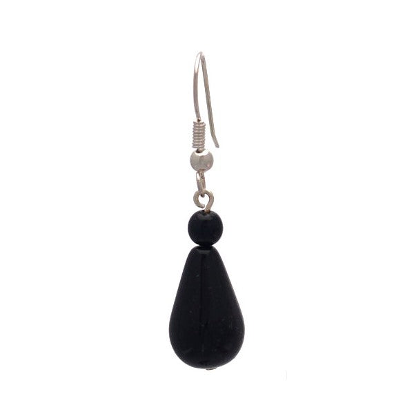 Riya Silver Black Pearl Drop Hook earrings