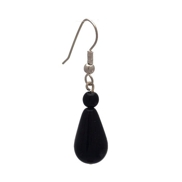 Riya Silver Black Pearl Drop Hook earrings