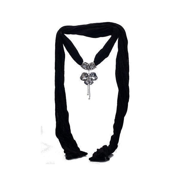 ROMA Butterfly Pendant Black Scarf