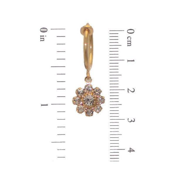 ROSINA CERCEAU Gold Plated Clear Crystal Flower Clip On earrings