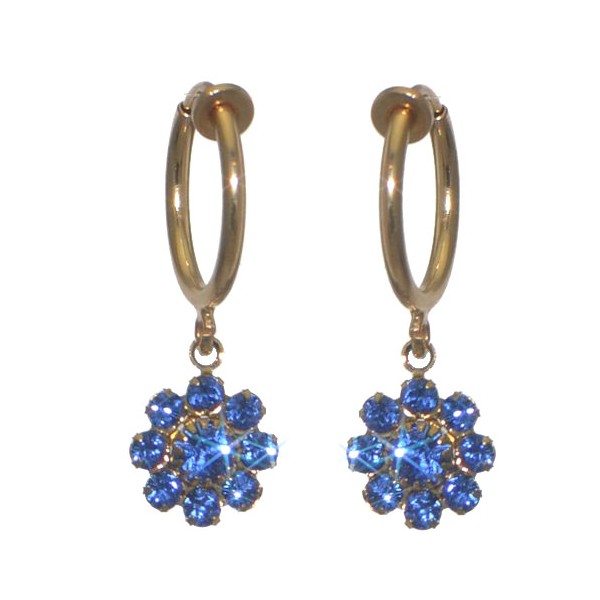ROSINA CERCEAU Gold Plated Sapphire Crystal Clip On Earrings