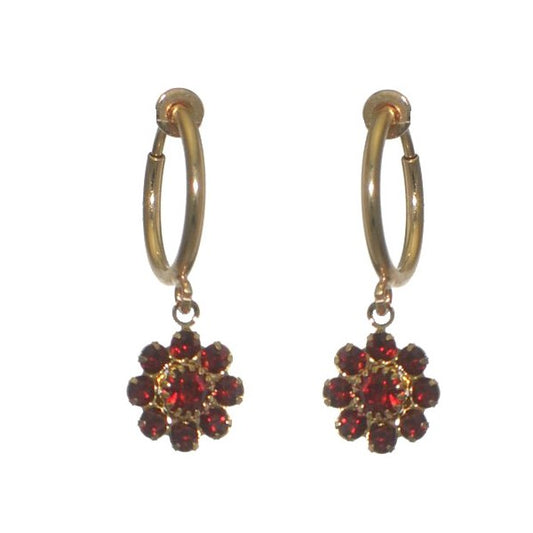 ROSINA CERCEAU Gold Plated Siam Crystal Clip On Earrings