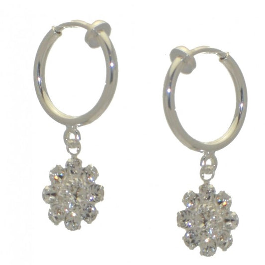 ROSINA CERCEAU silver plated clear crystal clip on earrings