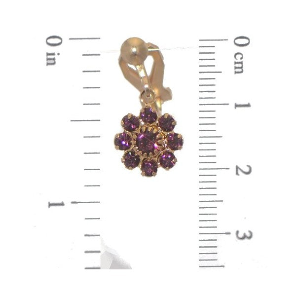 ROSINA Gold Plated Amethyst Crystal Clip On Earrings