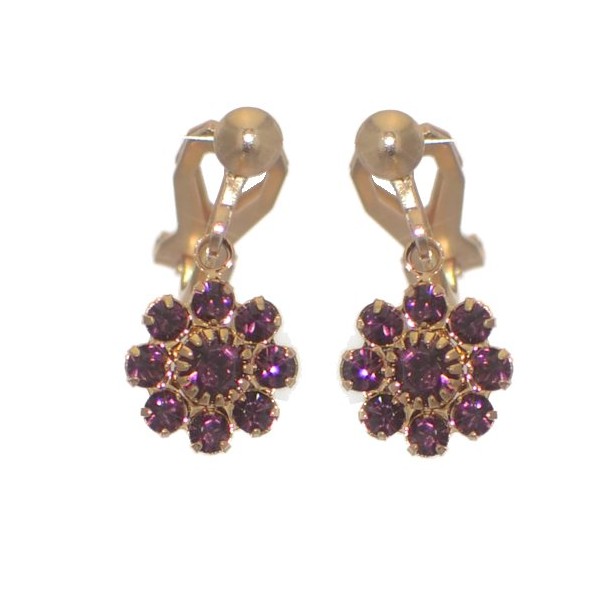 ROSINA Gold Plated Amethyst Crystal Clip On Earrings