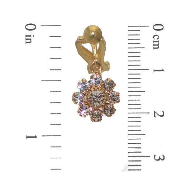 ROSINA Gold Plated Clear Crystal Flower Clip On Earrings