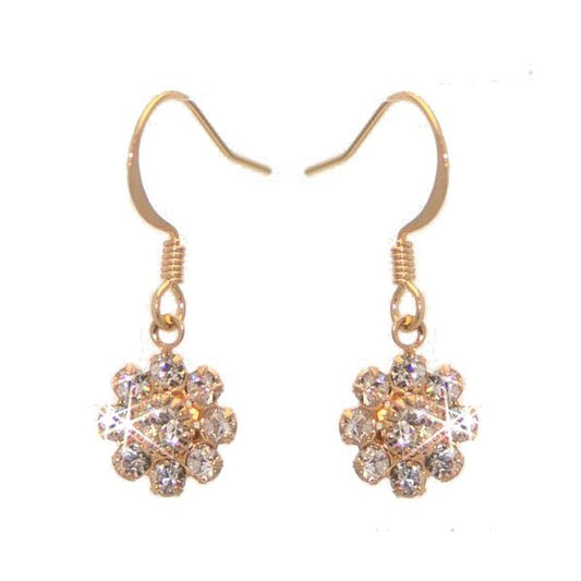 ROSINA Gold Plated Clear Crystal Flower Hook Earrings