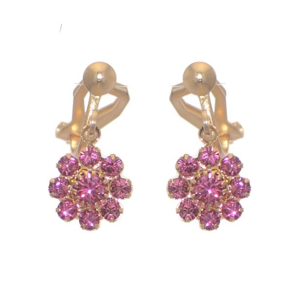ROSINA Gold Plated Rose Crystal Clip On Earrings