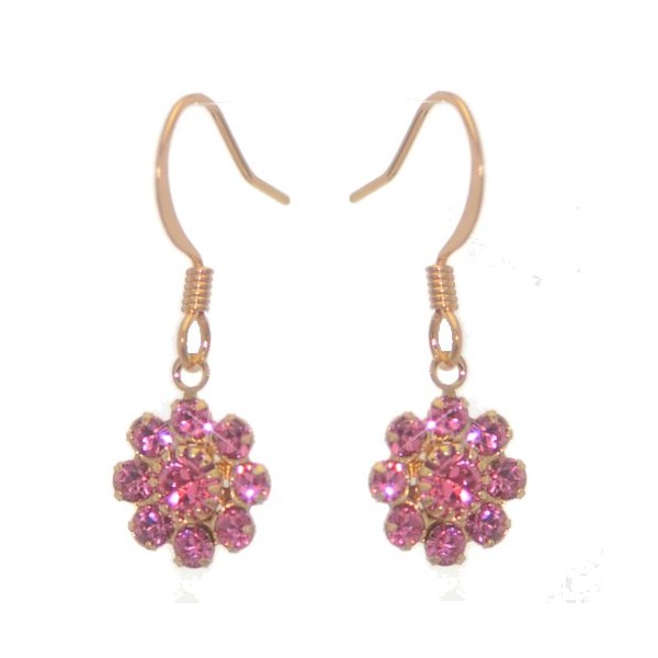 ROSINA Gold Plated Rose Crystal Hook Earrings