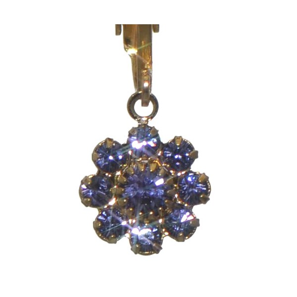 ROSINA Gold Plated Tanzanite Crystal Flower Clip On Earrings