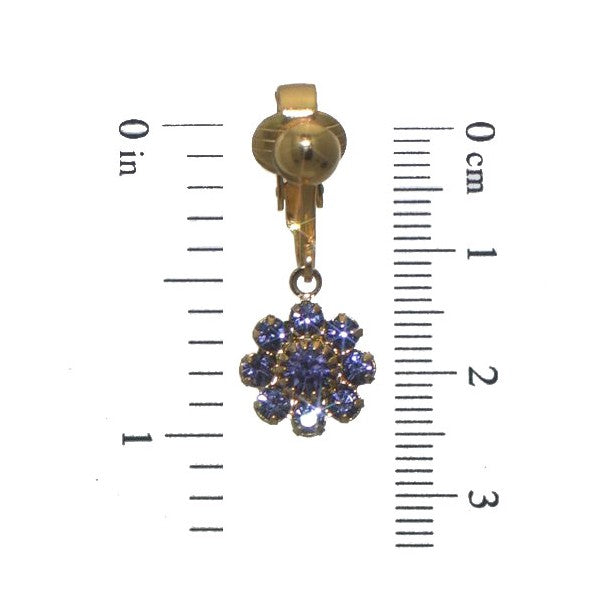 ROSINA Gold Plated Tanzanite Crystal Flower Clip On Earrings
