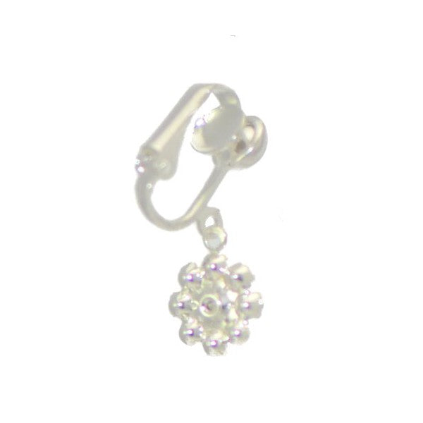 ROSINA Silver Plated Amethyst Flower Crystal Clip On Earrings