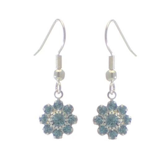ROSINA Silver Plated Aquamarine Crystal Flower Hook earrings