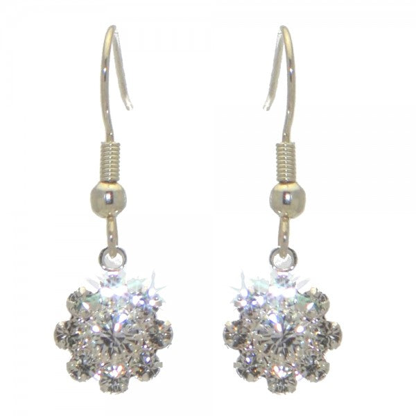 ROSINA silver plated clear crystal hook earrings