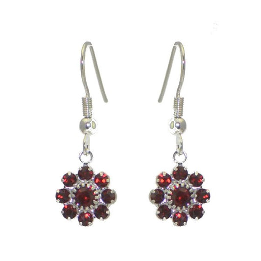 ROSINA Silver Plated Siam Crystal Hook Earrings