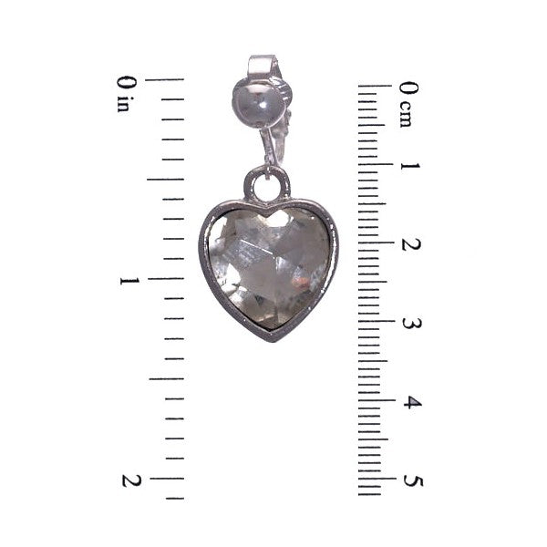 ROSWITHA Silver Plated Crystal Heart Clip On Earrings