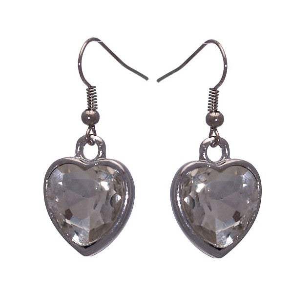 ROSWITHA Silver Plated Crystal Heart Hook Earrings
