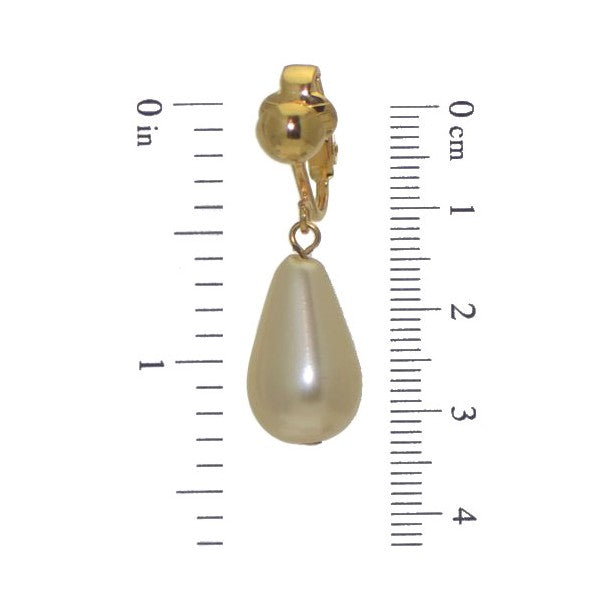 ROYANNE 18 x 11 mm Gold Cream Pearl Clip On Earrings