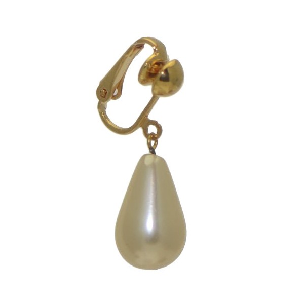 ROYANNE 18 x 11 mm Gold Cream Pearl Clip On Earrings