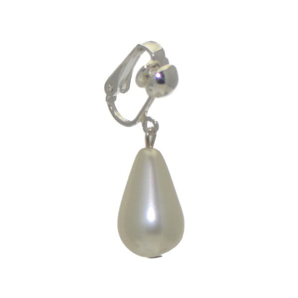 ROYANNE 18 x 11 mm Silver White Pearl Clip On Earrings