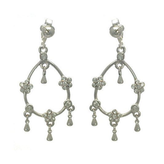 Ruchel Silver tone Crystal Drop Clip On Earrings